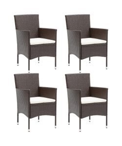 Sedie da Pranzo per Giardino 4 pz in Polyrattan Marrone