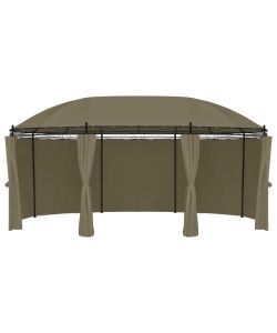 Gazebo con Tende 520x349x255 cm Grigio Talpa 180 g/mq
