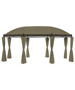 Gazebo con Tende 520x349x255 cm Grigio Talpa 180 g/mq