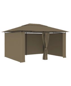 Gazebo da Giardino con Tende 4x3 m Grigio Talpa 180 g/mq