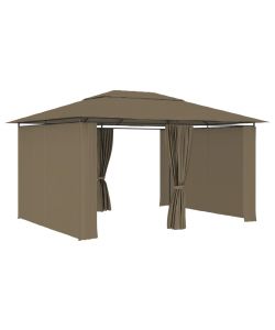 Gazebo da Giardino con Tende 4x3 m Grigio Talpa 180 g/mq