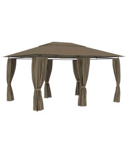 Gazebo da Giardino con Tende 4x3 m Grigio Talpa 180 g/mq