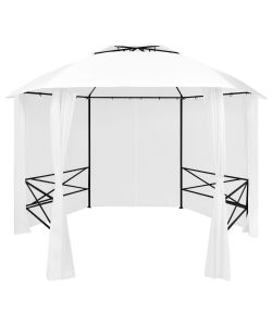 Gazebo da Giardino con Tende 360x312x265 cm Bianco 180 g/mq