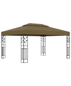 Gazebo con Tetto Doppio 3x4 m Grigio Talpa 180 g/m
