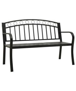 Panchina da Giardino con Tavolo 125 cm in Acciaio Nera
