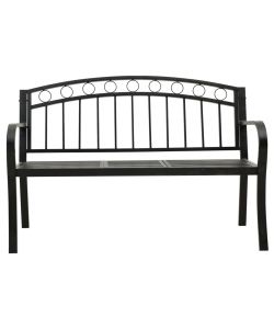 Panchina da Giardino con Tavolo 125 cm in Acciaio Nera