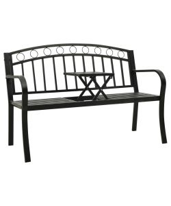 Panchina da Giardino con Tavolo 125 cm in Acciaio Nera