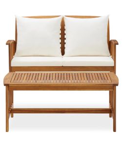 Set Divani da Giardino 2 pz con Cuscini in Massello di Acacia 310263