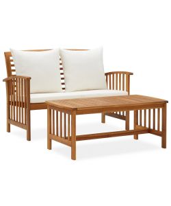 Set Divani da Giardino 2 pz con Cuscini in Massello di Acacia 310263
