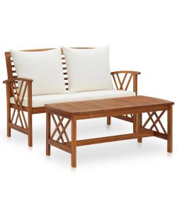 Set Divani da Giardino 2 pz con Cuscini in Massello di Acacia 310273