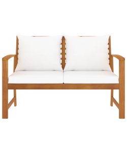 Panca da Giardino 120 cm con Cuscino Crema in Legno di Acacia