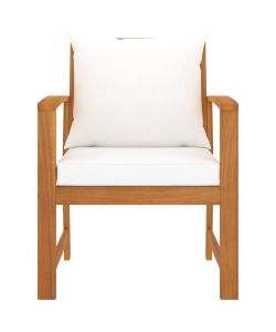 Sedie da Giardino e Cuscini Crema 2 pz Legno Massello d'Acacia