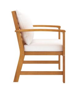 Sedie da Giardino e Cuscini Crema 2 pz Legno Massello d'Acacia