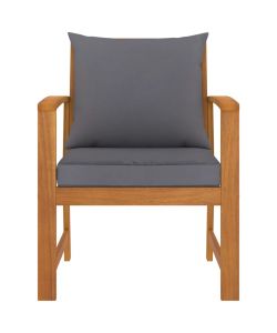 Sedie da Giardino e Cuscini Grigio Scuro 2 pz Massello Acacia  311832