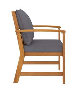 Sedie da Giardino e Cuscini Grigio Scuro 2 pz Massello Acacia  311832