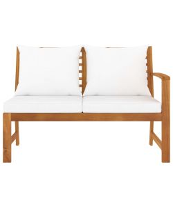 Panca da Giardino 114,5 cm con Cuscino Crema Massello di Acacia