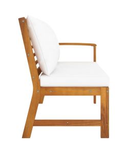 Panca da Giardino 114,5 cm con Cuscino Crema Massello di Acacia