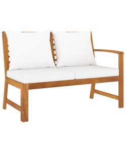 Panca da Giardino 114,5 cm con Cuscino Crema Massello di Acacia