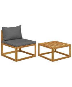 Set Divani da Giardino 2 pz con Cuscini in Massello di Acacia 311858