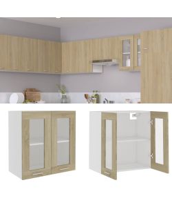 Armadio Sospeso con Vetro Rovere Sonoma 60x31x60 cm Truciolato