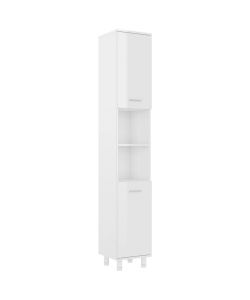 Armadio da Bagno Bianco Lucido 30x30x179 cm in Truciolato
