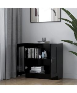 Armadietto con Vetrina Nero 82,5x30,5x80 cm in Truciolato