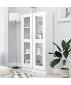 Armadietto con Vetrina Bianco 82,5x30,5x150 cm in Truciolato