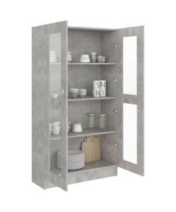 vidaXL Libreria con Vetrina in Truciolato Grigio Cemento 82.5x30.5x150 cm