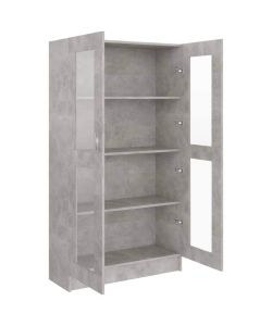 vidaXL Libreria con Vetrina in Truciolato Grigio Cemento 82.5x30.5x150 cm