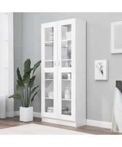 Armadietto con Vetrina Bianco 82,5x30,5x185,5 cm in Truciolato
