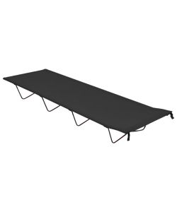 Lettino da Campeggio 180x60x19cm Tessuto Oxford e Acciaio Nero