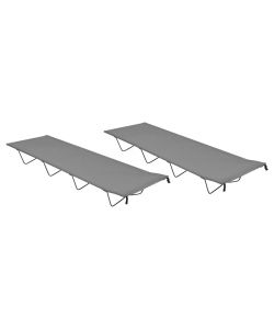 Lettini Campeggio 2pz 180x60x19cm Tessuto Oxford Acciaio Grigio