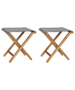 Sedie Pieghevoli 2 pz in Legno di Teak e Tessuto Grigio Scuro