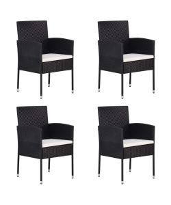 Sedie da Giardino Set 4 pz in Polyrattan Nero