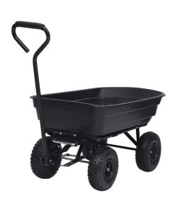  Carrello Manuale Ribaltabile da Giardino 300 kg 75 L Nero