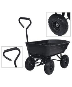  Carrello Manuale Ribaltabile da Giardino 300 kg 75 L Nero