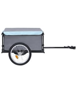 Rimorchio da Bici per il Trasporto di Merci Nero e Blu 65 kg
