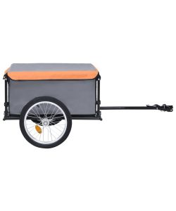 Rimorchio da Bici Trasporto di Merci Grigio e Arancione 65 kg