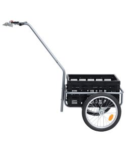 Rimorchio da Bici con Trasportino Pieghevole 50 L Nero 150 kg