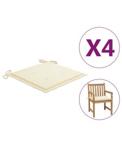 Cuscini per Sedie da Giardino 4 pz Crema 50x50x3 cm Tessuto