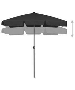 Ombrellone da Spiaggia Nero 180x120 cm
