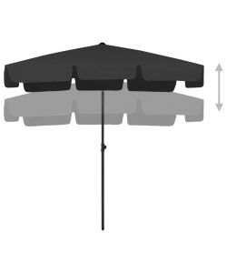 Ombrellone da Spiaggia Nero 200x125 cm