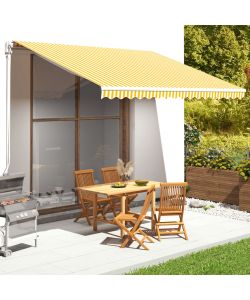 Tessuto di Ricambio per Tenda da Sole Giallo e Bianco 4x3,5 m