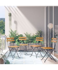 Sedie da Bistro Pieghevoli 4 pz in Legno Massello d'Acacia