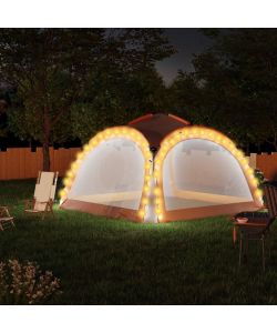Tenda Feste con LED e 4 Pareti 3,6x3,6x2,3 m Grigio e Arancione