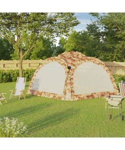 Tenda per Feste con LED e 4 Pareti 3,6x3,6x2,3 m Mimetica