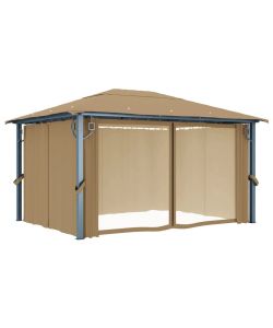 Gazebo con Tenda 400x300 cm Grigio Talpa in Alluminio