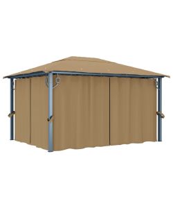 Gazebo con Tenda 400x300 cm Grigio Talpa in Alluminio