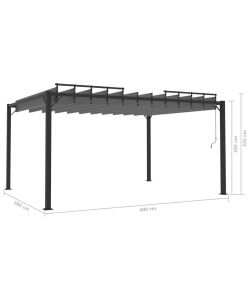 Pergolato a Lamelle 3x4 m Antracite Tessuto e Alluminio
