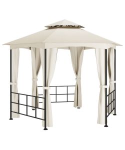 Gazebo con Pareti Laterali 3,1x2,7 m Crema
